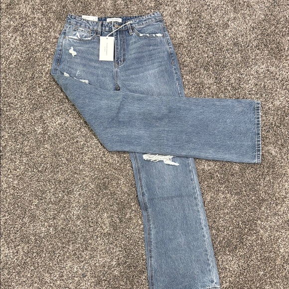 Flying Monkey Blue Straight Leg Jeans with Distressed Style - Picture 4 of 5